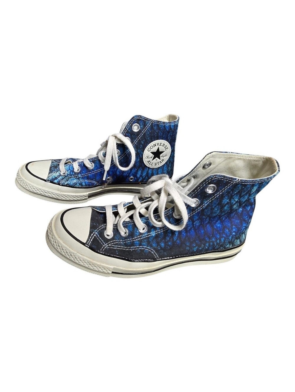 Converse High Top Snakeskin Print Bkue Tone Shoes Sneakers Men 5 Women 7 - Picture 1 of 9